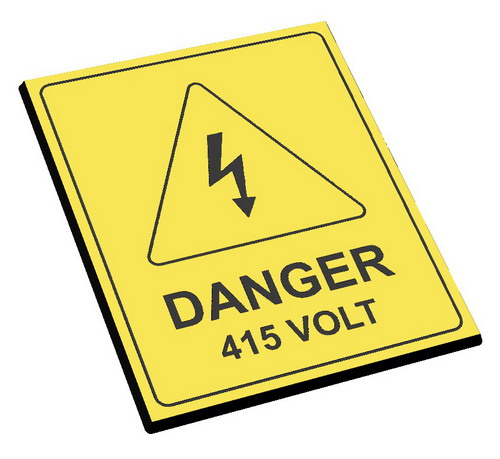 Danger 415 Volts Selbstklebendes Warnschild 2 Größen Packungen 25